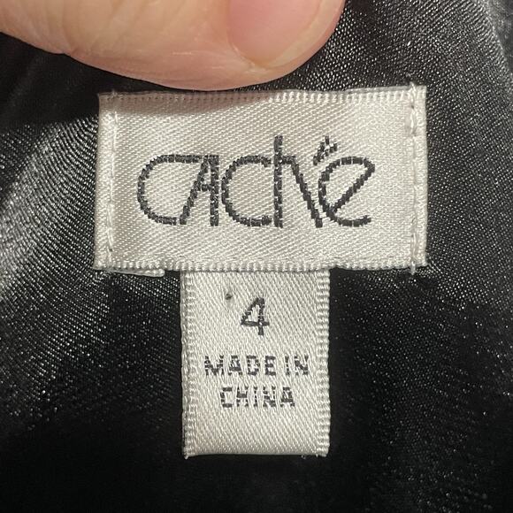 Vintage Y2K Cache Babydoll Mini Dress Size 4 Black Lace Bow HOCO Event Party - Picture 2 of 11